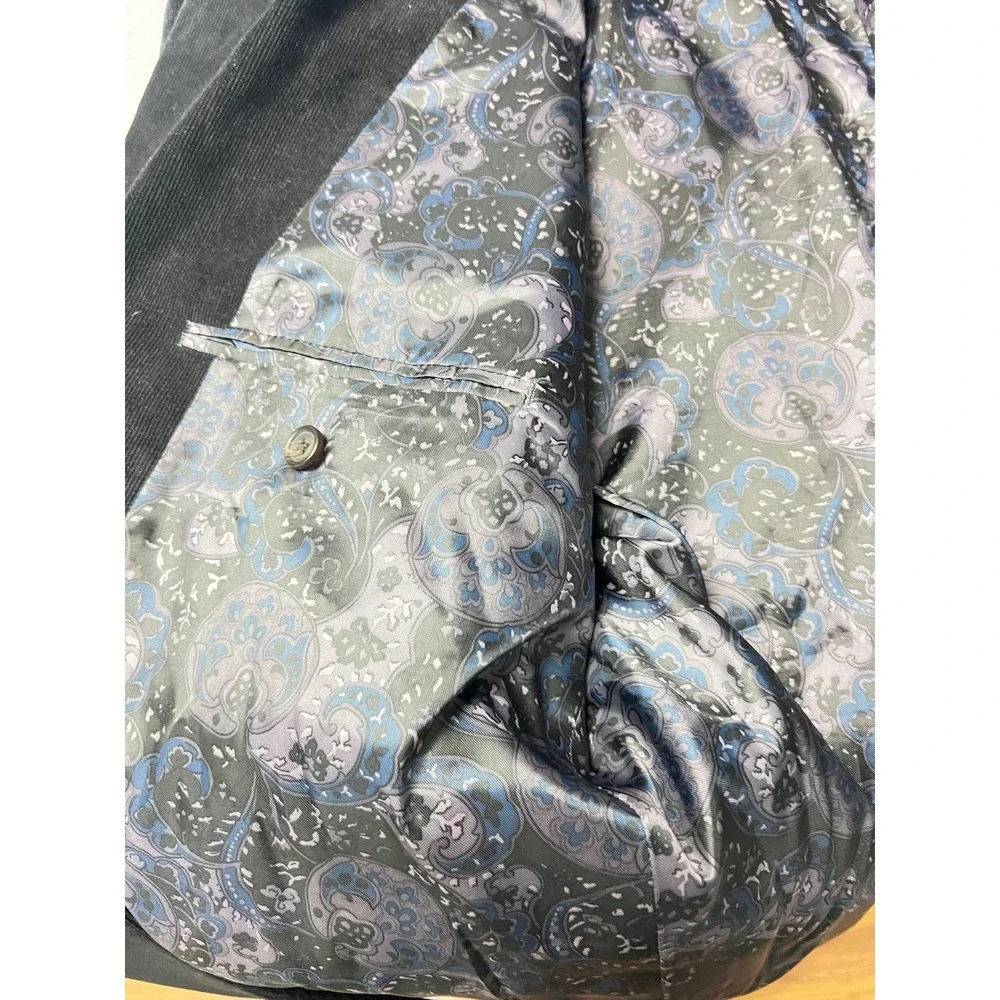 Ralph Lauren Mens 48L Corduroy Blazer Charcoal Grey Paisley Lining Sport Coat